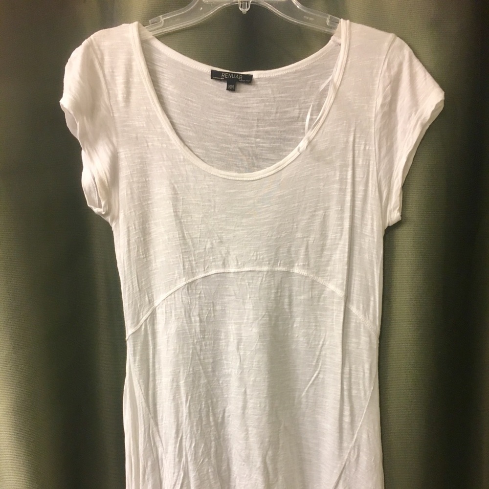 White weirdly cut shirt